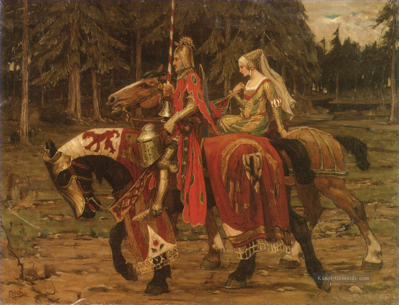 Heraldisches Chivalry Tschechisch Jugendstil Alphonse Mucha Ölgemälde